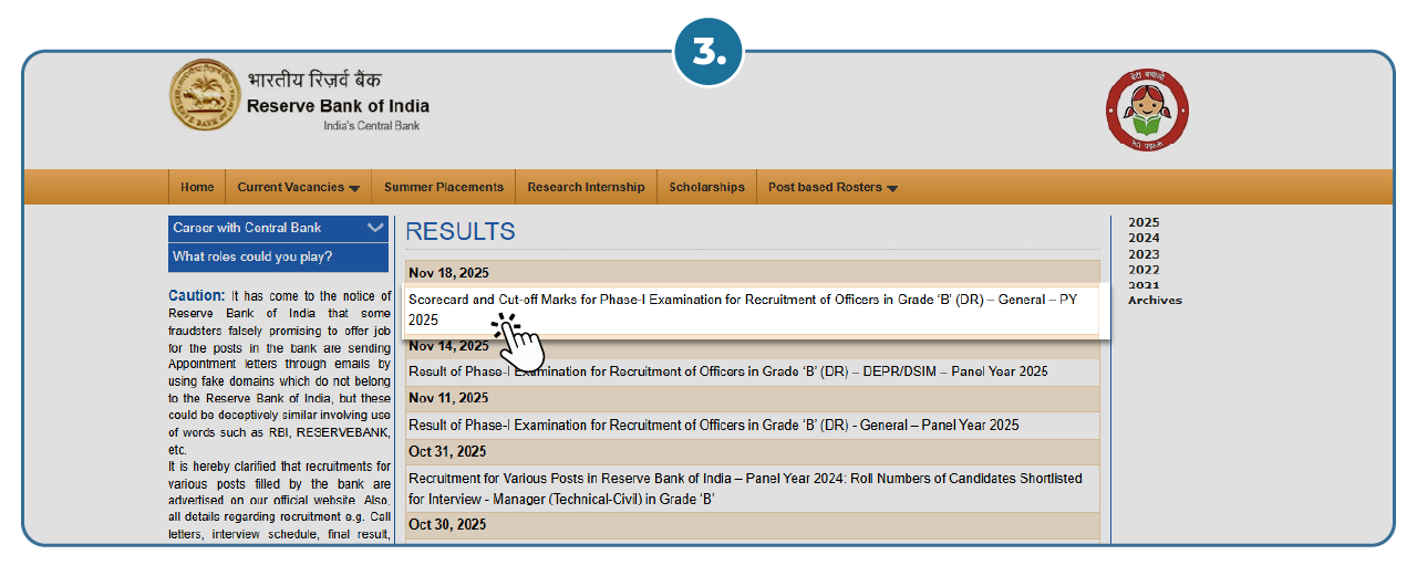 Step 4 - Check RBI Grade B Phase 2 & Final Cut Offs