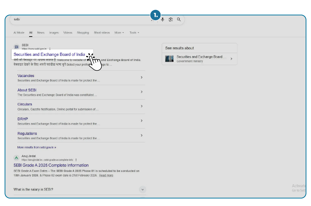 Step 1 - download SEBI Grade A Admit Card