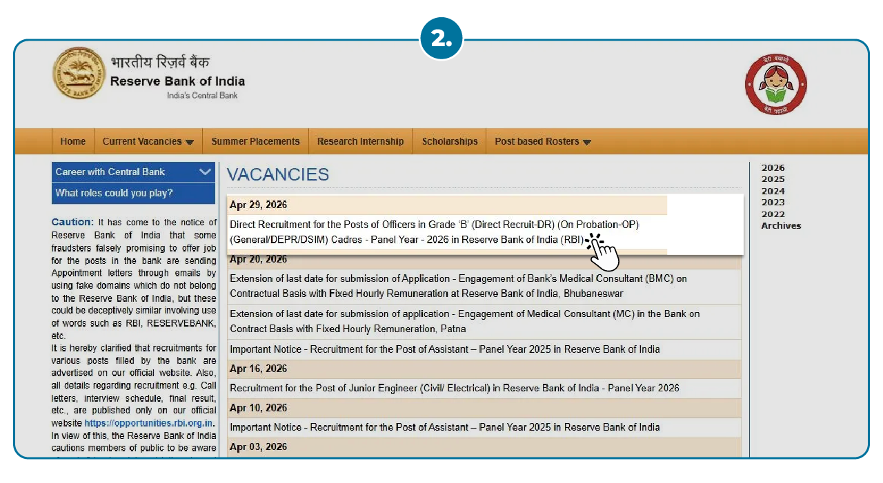 Step 1 - Fill RBI Grade B Application Form
