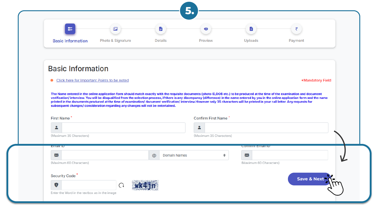 Step 2 - Fill RBI Grade B Application Form
