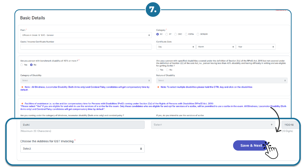 Step 4 - Fill RBI Grade B Application Form