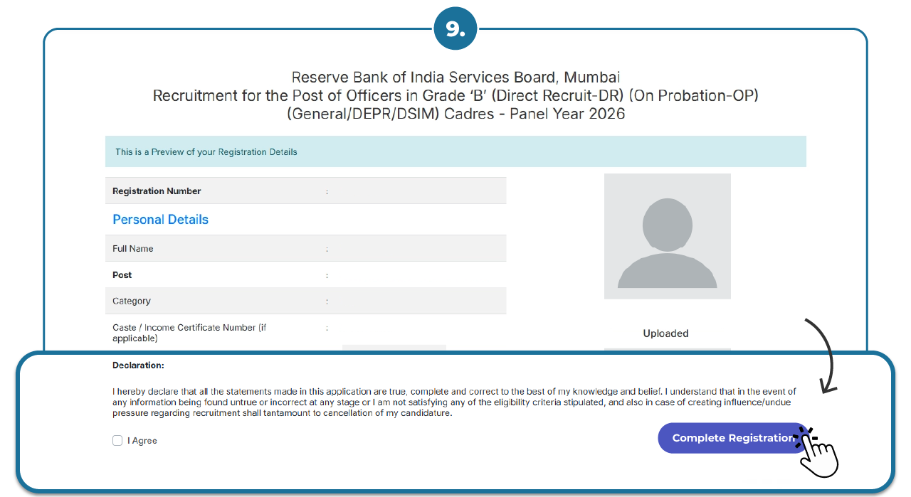 Step 6 - Fill RBI Grade B Application Form