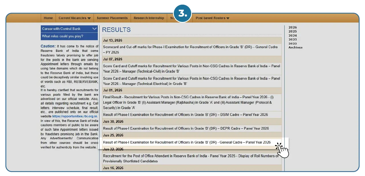 Step 2 - Download RBI Grade B Final Result 2022