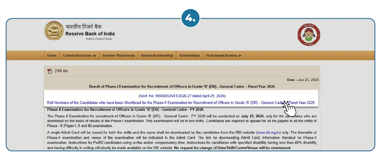 Step 3 - Download RBI Grade B Final Result 2022