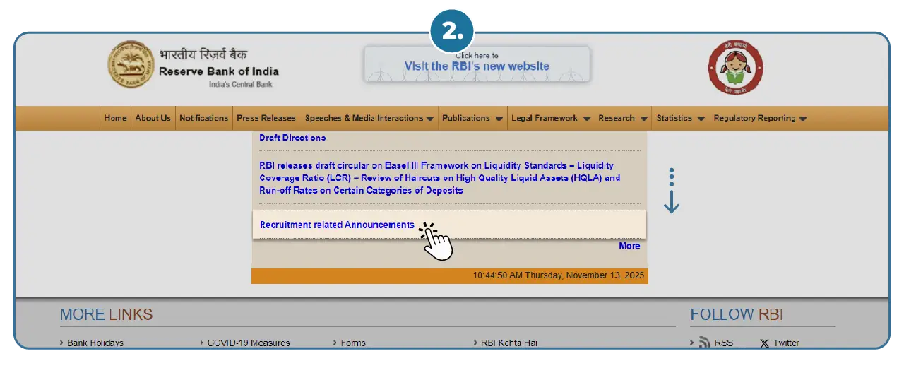 RBI Grade B admit card download step 2 Step 1 - Download RBI Grade B Phase 2 Admit Card